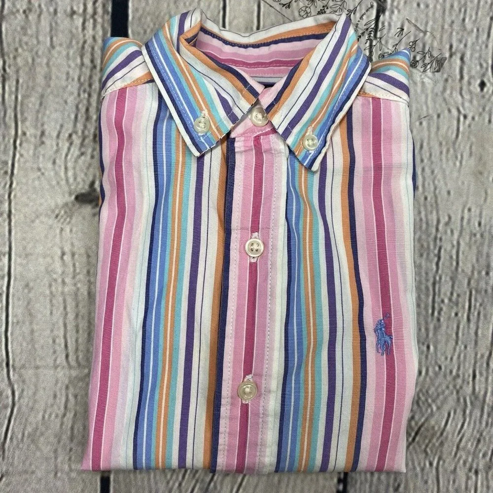 Ralph Lauren Youth Boys‎ Size 4 Long Sleeve Multicolor Button Down Oxford Shirt